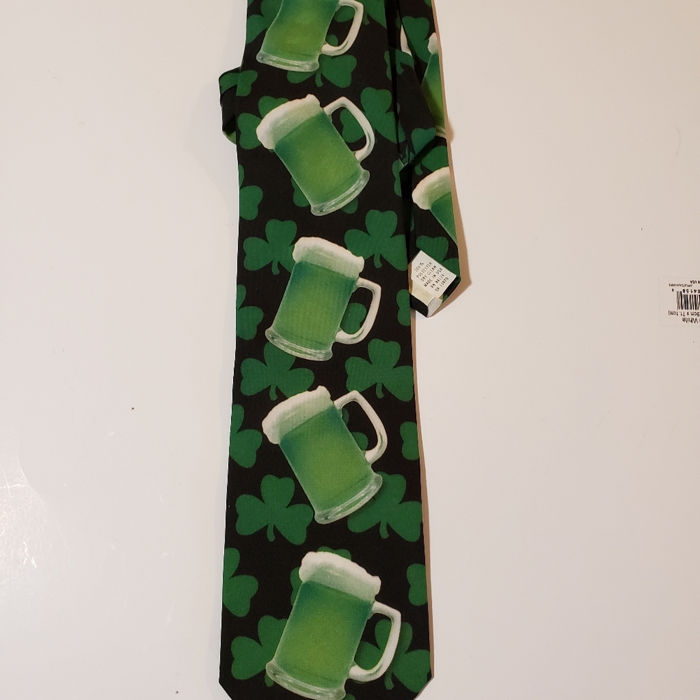 Vintage Men's Ralph Marlin Green Beer Tie 1997